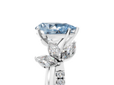 White gold Fancy Blue Pear  Diamond Floral Vine Solitaire Engagement Ring_8