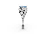 White gold Fancy Blue Pear  Diamond Halo Ring with Marquise and Pavé Band in Prong Setting_64