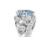 White gold Fancy Blue Pear  Diamond Halo Ring with Marquise and Pavé Band in Prong Setting_67