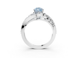White gold Fancy Blue Pear  Diamond Halo Ring with Marquise and Pavé Band in Prong Setting_71