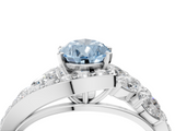 White gold Fancy Blue Pear  Diamond Halo Ring with Marquise and Pavé Band in Prong Setting_72