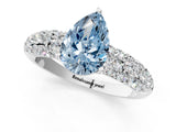 White gold Fancy Blue Pear  Diamond Pavé Band Solitaire Ring with Four-Prong Setting_51