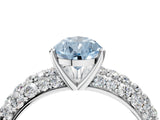White gold Fancy Blue Pear  Diamond Pavé Band Solitaire Ring with Four-Prong Setting_53