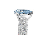 White gold Fancy Blue Pear  Diamond Pavé Band Solitaire Ring with Four-Prong Setting_55