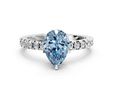 White gold Fancy Blue Pear  Diamond Pavé Band Solitaire with Four-Prong Setting_230