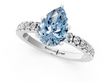 White gold Fancy Blue Pear  Diamond Pavé Band Solitaire with Four-Prong Setting_231
