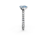White gold Fancy Blue Pear  Diamond Pavé Band Solitaire with Four-Prong Setting_232