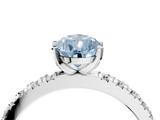 White gold Fancy Blue Pear  Diamond Pavé Band Solitaire with Four-Prong Setting_233