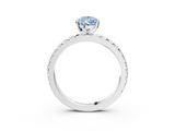 White gold Fancy Blue Pear  Diamond Pavé Band Solitaire with Four-Prong Setting_233