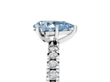 White gold Fancy Blue Pear  Diamond Pavé Band Solitaire with Four-Prong Setting_234