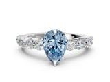 White gold Fancy Blue Pear  Diamond Pavé Band Solitaire with Four-Prong Setting_3