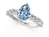 White gold Fancy Blue Pear  Diamond Pavé Band Solitaire with Four-Prong Setting_4