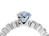 White gold Fancy Blue Pear  Diamond Pavé Band Solitaire with Four-Prong Setting_7