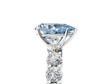 White gold Fancy Blue Pear  Diamond Pavé Band Solitaire with Four-Prong Setting_8