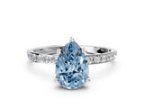 White gold Fancy Blue Pear  Diamond Pavé Band with Six-Prong Setting_48