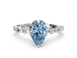 White gold Fancy Blue Pear  Diamond Prong Set Engagement Ring with Pave Band_221