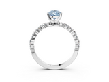White gold Fancy Blue Pear  Diamond Prong Set Engagement Ring with Pave Band_223