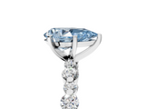 White gold Fancy Blue Pear  Diamond Prong Set Engagement Ring with Pave Band_226