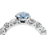White gold Fancy Blue Pear  Diamond Prong Setting with Side Stones on a Pave Band_131