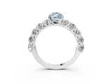 White gold Fancy Blue Pear  Diamond Prong Setting with Side Stones on a Pave Band_131