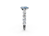 White gold Fancy Blue Pear  Diamond Prong Setting with Side Stones on a Pave Band_132