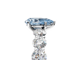 White gold Fancy Blue Pear  Diamond Prong Setting with Side Stones on a Pave Band_133