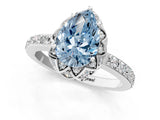 White gold Fancy Blue Pear  Diamond Solitaire Ring with Shared Prong Pavé Band_67