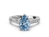 White gold Fancy Blue Pear  Diamond Solitaire with Pave Band and Six-Prong Setting_20