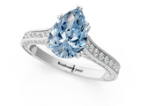 White gold Fancy Blue Pear  Diamond Solitaire with Pave Band and Six-Prong Setting_21