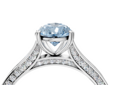 White gold Fancy Blue Pear  Diamond Solitaire with Pave Band and Six-Prong Setting_24