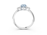 White gold Fancy Blue Pear  Diamond Three-Stone Ring with Trapezoid Side Stones and Prong Setting_20