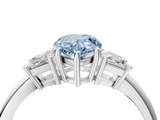 White gold Fancy Blue Pear  Diamond Three-Stone Ring with Trapezoid Side Stones and Prong Setting_21