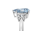 White gold Fancy Blue Pear  Diamond Three-Stone Ring with Trapezoid Side Stones and Prong Setting_22