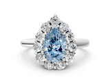White gold Fancy Blue Pear  Halo Cluster Diamond Engagement Ring with Prong Setting and Polished Band_75