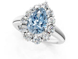 White gold Fancy Blue Pear  Halo Cluster Diamond Engagement Ring with Prong Setting and Polished Band_76