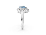White gold Fancy Blue Pear  Halo Cluster Diamond Engagement Ring with Prong Setting and Polished Band_77