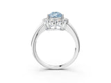 White gold Fancy Blue Pear  Halo Cluster Diamond Engagement Ring with Prong Setting and Polished Band_78