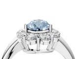 White gold Fancy Blue Pear  Halo Cluster Diamond Engagement Ring with Prong Setting and Polished Band_79