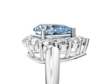 White gold Fancy Blue Pear  Halo Cluster Diamond Engagement Ring with Prong Setting and Polished Band_80