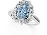 White gold Fancy Blue Pear  Halo Cluster Diamond Engagement Ring with Solitaire Band and Prong Setting_50
