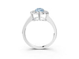 White gold Fancy Blue Pear  Halo Cluster Diamond Engagement Ring with Solitaire Band and Prong Setting_52