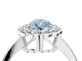 White gold Fancy Blue Pear  Halo Cluster Diamond Engagement Ring with Solitaire Band and Prong Setting_53