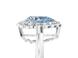 White gold Fancy Blue Pear  Halo Cluster Diamond Engagement Ring with Solitaire Band and Prong Setting_54
