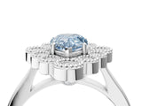 White gold Fancy Blue Pear  Halo Diamond Cluster Engagement Ring with Milgrain Bezel Setting and Solitaire Band_49