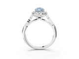 White gold Fancy Blue Pear  Halo Diamond Engagement Ring with Filigree Band and Four-Prong Setting_108