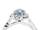 White gold Fancy Blue Pear  Halo Diamond Engagement Ring with Filigree Band and Four-Prong Setting_109