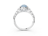 White gold Fancy Blue Pear  Halo Diamond Engagement Ring with Intricate Filigree Band and Four-Prong Setting_57
