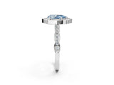 White gold Fancy Blue Pear  Halo Diamond Engagement Ring with Milgrain Band and Four-Prong Setting_85