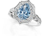 White gold Fancy Blue Pear  Halo Diamond Engagement Ring with Milgrain Band and Four-Prong Setting_86