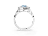 White gold Fancy Blue Pear  Halo Diamond Engagement Ring with Milgrain Band and Four-Prong Setting_86